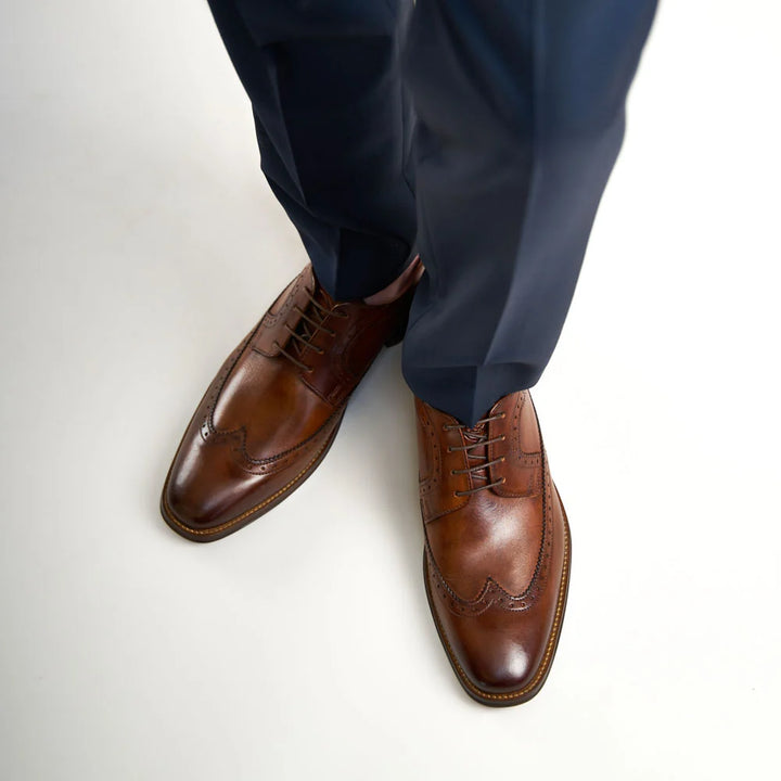 Base London Havisham Washed Brogue Shoes Tan