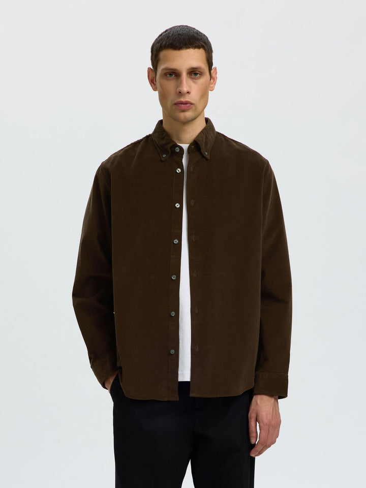 Selected Homme Danni Cord Cotton Shirt Brown