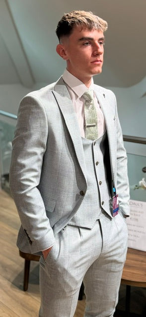 Benetti Travis Eiffel 3 Piece Suit Sage Slim Fit