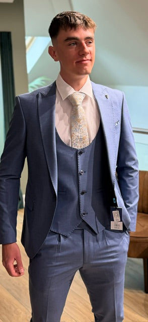 Benetti Travis Carlos 3 Piece Suit Cobalt Slim Fit