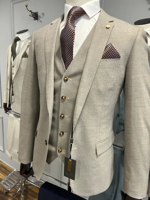 6th Sense Regal Cashmere Contrast 3 Piece Suit