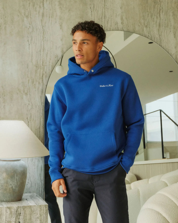 Walker & Hunt Script Hoodie Cobalt Blue
