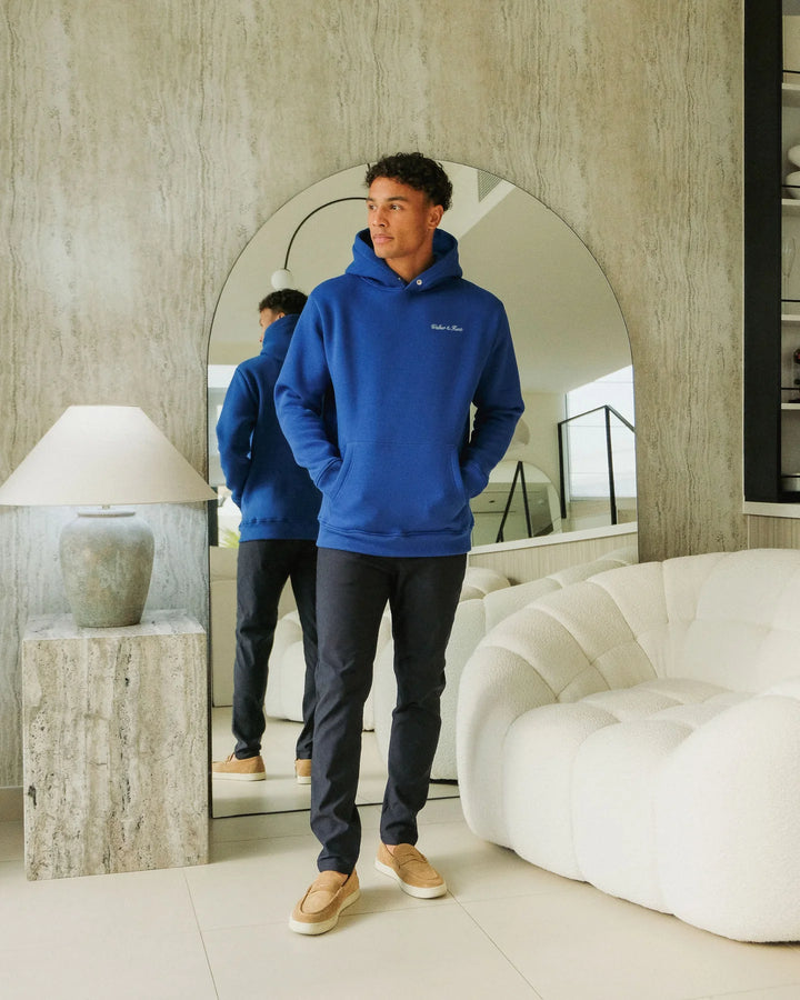 Walker & Hunt Script Hoodie Cobalt Blue