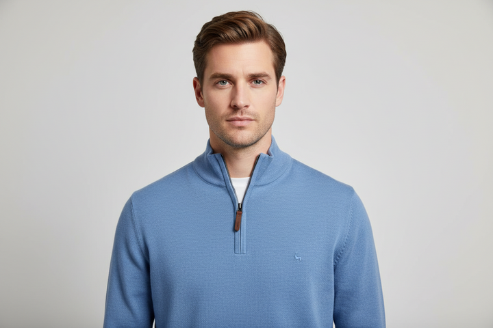 Magee Sean Cotton 1/4 Zip Blue
