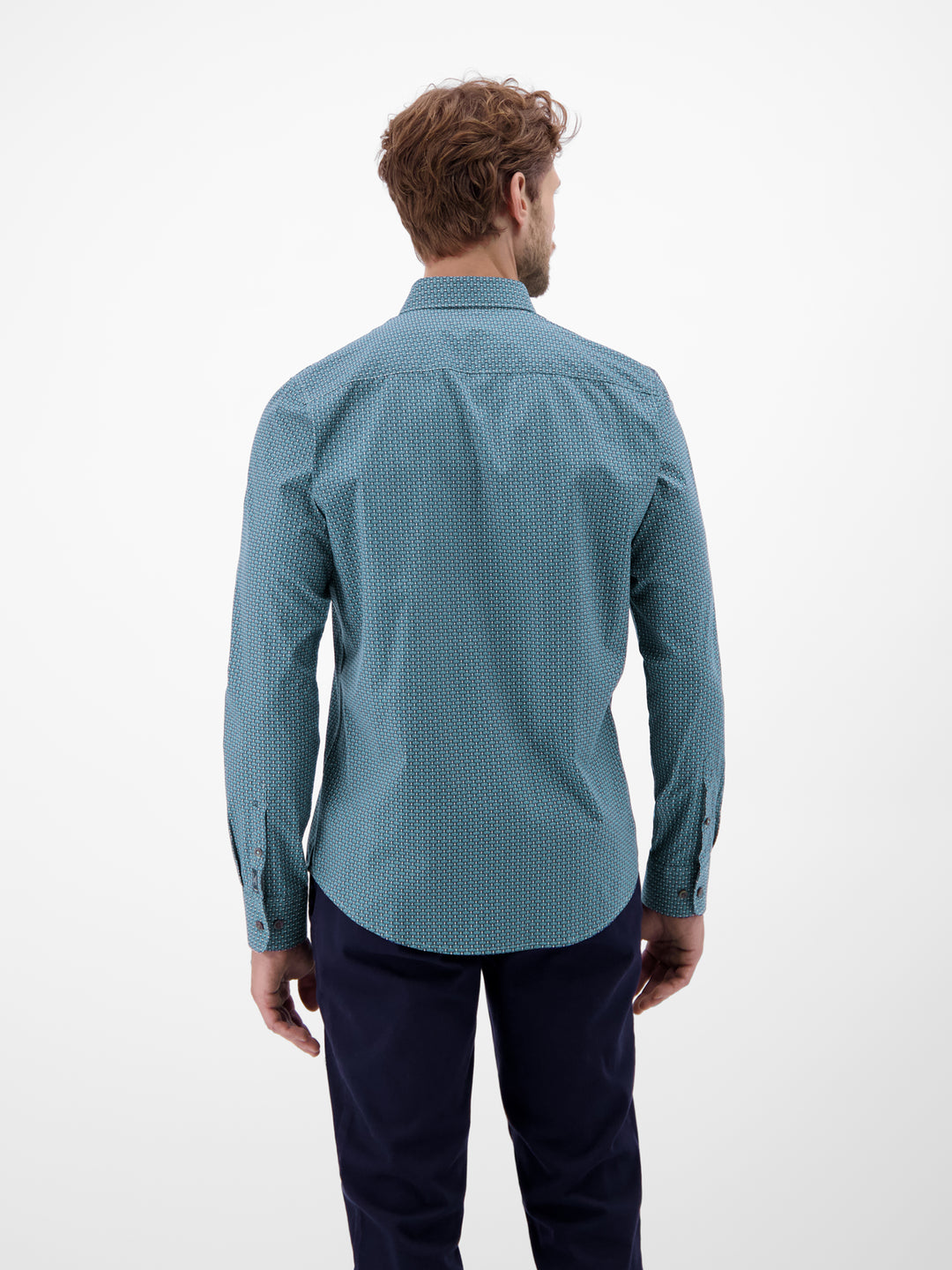 Lerros Casual Cotton Printed Shirt Fjord Blue