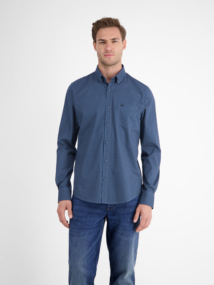 Lerros Casual Cotton Printed Shirt Storm Blue