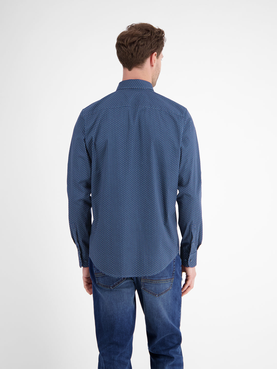 Lerros Casual Cotton Printed Shirt Storm Blue