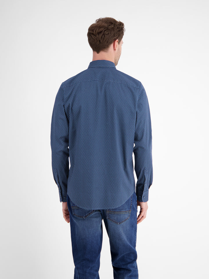 Lerros Casual Cotton Printed Shirt Storm Blue