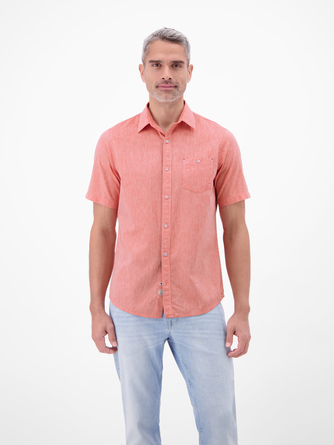 Lerros Casual Short Sleeve Linen Mix Shirt Vivid Red