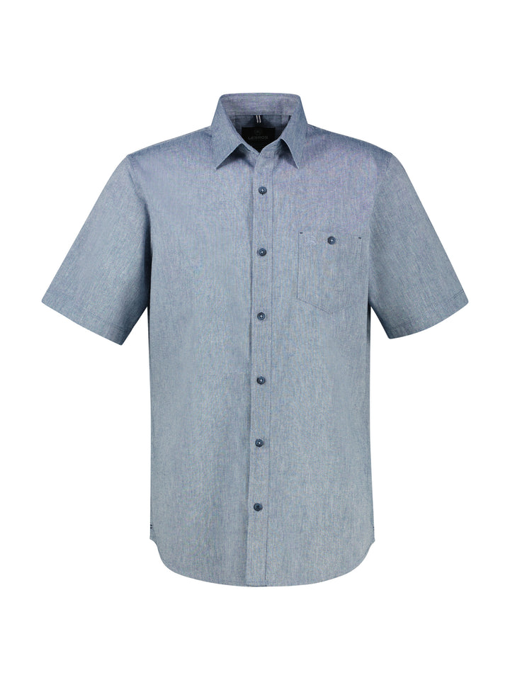 Lerros Casual Short Sleeve Linen Mix Shirt True Blue