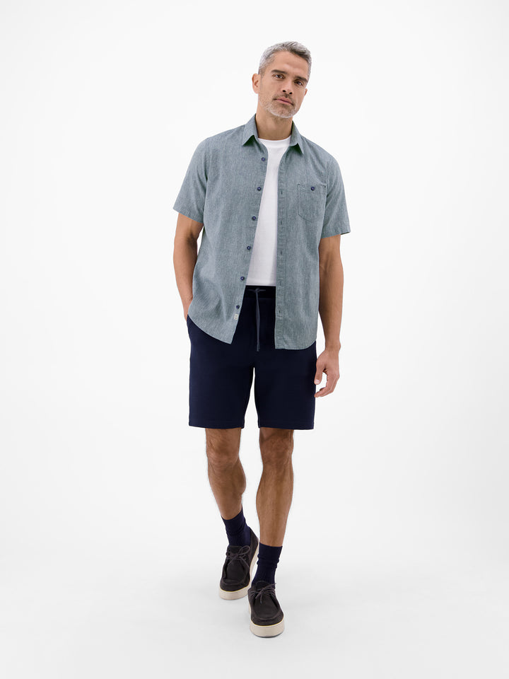 Lerros Casual Short Sleeve Linen Mix Shirt True Blue