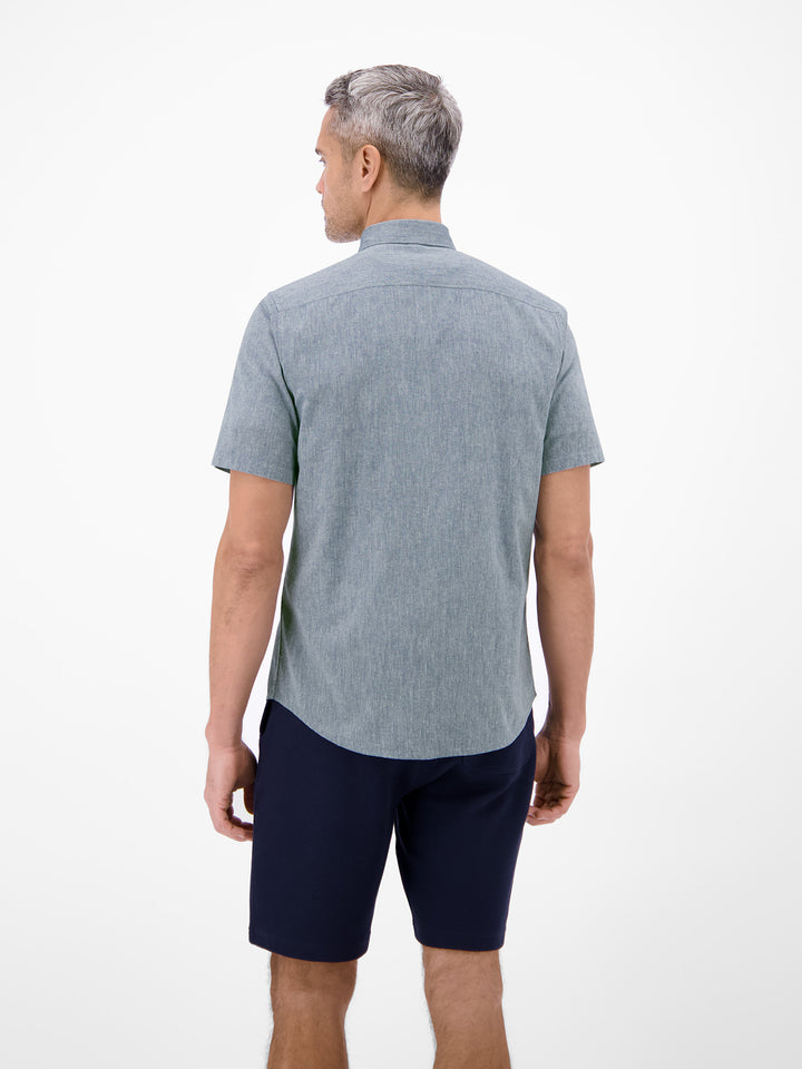 Lerros Casual Short Sleeve Linen Mix Shirt True Blue