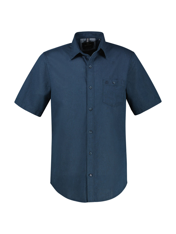 Lerros Casual Short Sleeve Linen Mix Shirt Navy