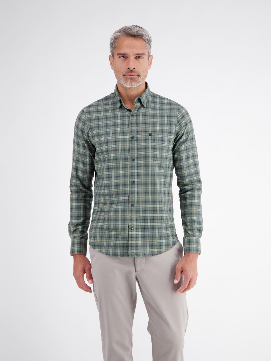 Lerros Casual Check Shirt Basil Green