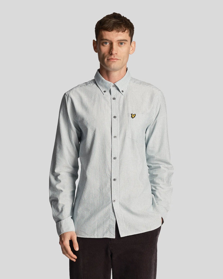 Lyle & Scott Stripe Oxford Shirt Court Green/White