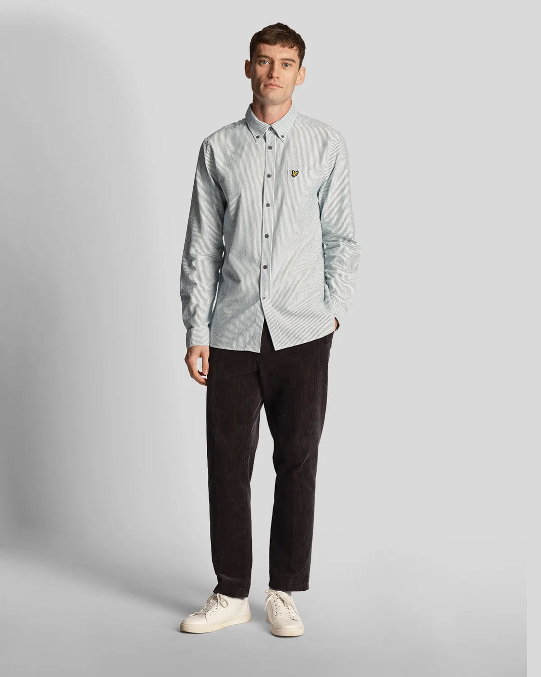 Lyle & Scott Stripe Oxford Shirt Court Green/White