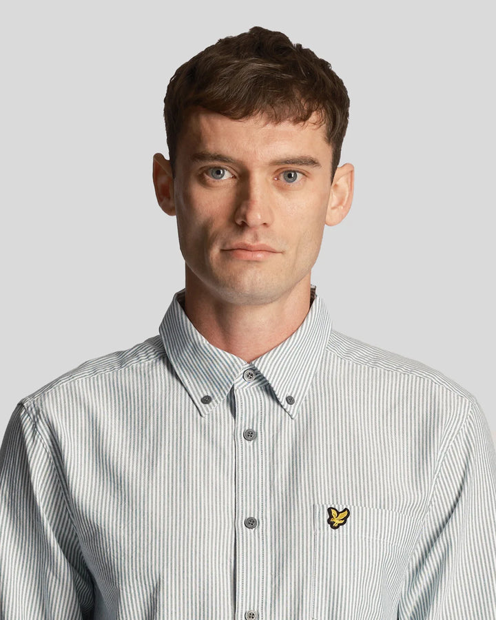 Lyle & Scott Stripe Oxford Shirt Court Green/White