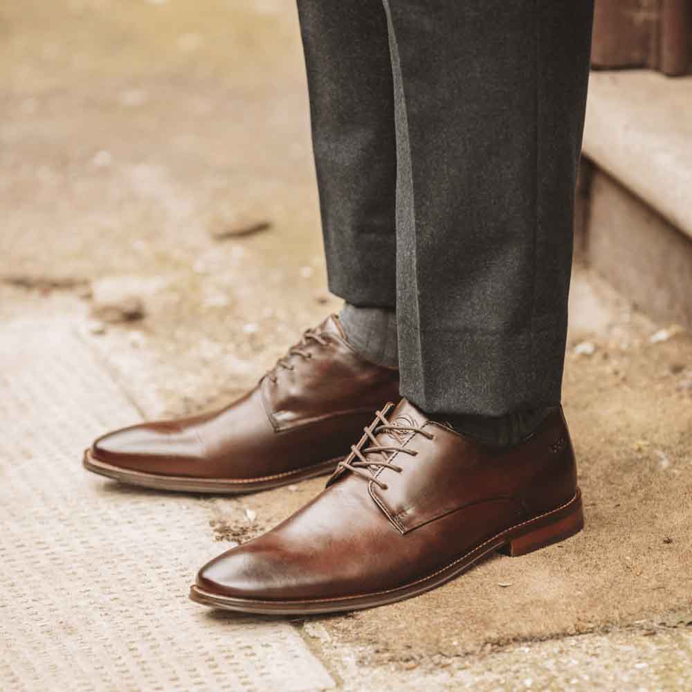 Base London Marley Washed Derby Shoes Brown