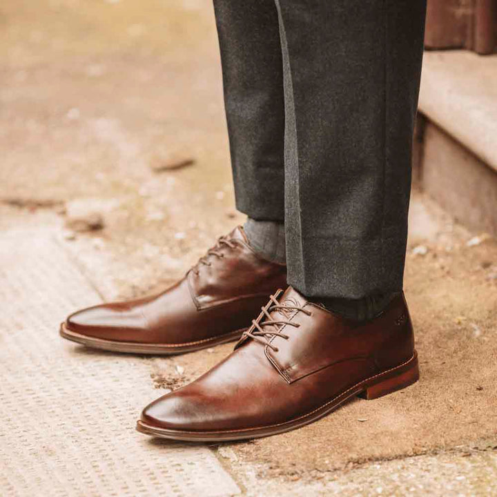Base London Marley Washed Derby Shoes Brown