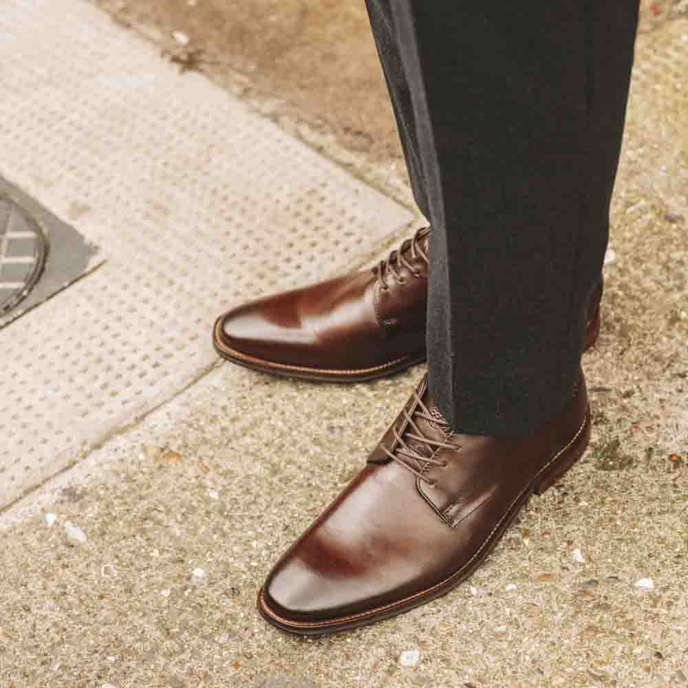 Base London Marley Washed Derby Shoes Brown