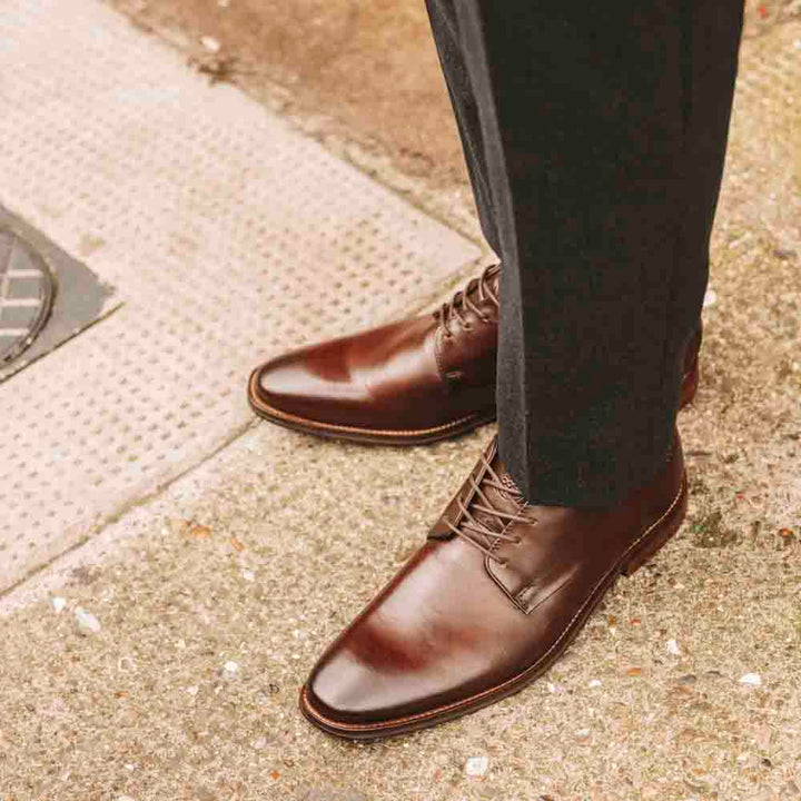 Base London Marley Washed Derby Shoes Brown