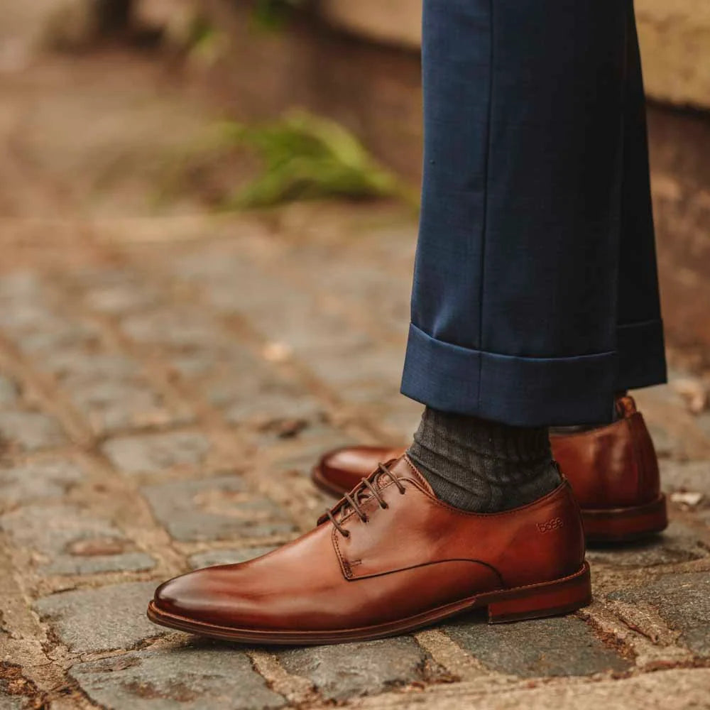 Base London Marley Washed Derby Shoes Tan