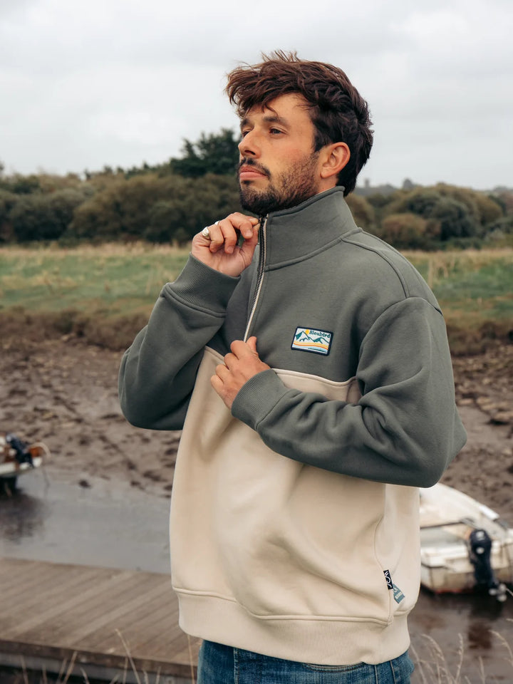 Bleubird Bracken 1/4 Zip Sweatshirt Sand