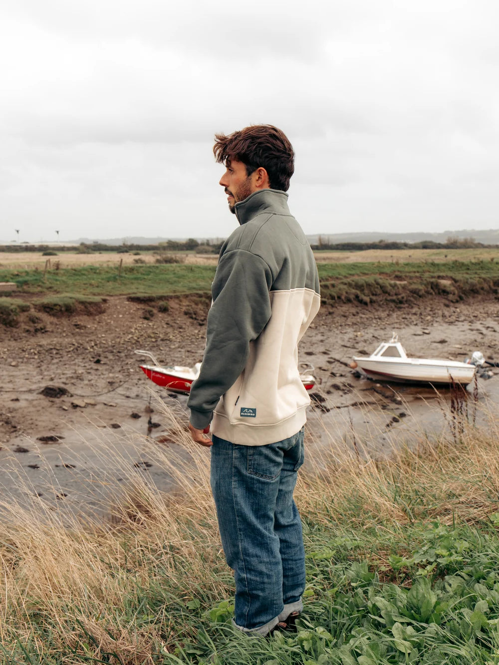 Bleubird Bracken 1/4 Zip Sweatshirt Sand