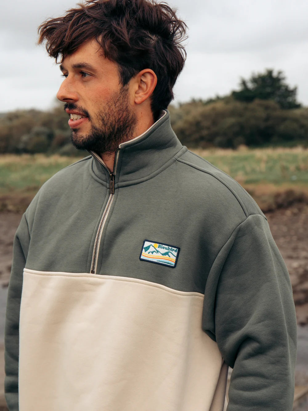 Bleubird Bracken 1/4 Zip Sweatshirt Sand