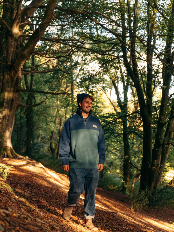 Bleubird Bracken 1/4 Zip Sweatshirt Teal