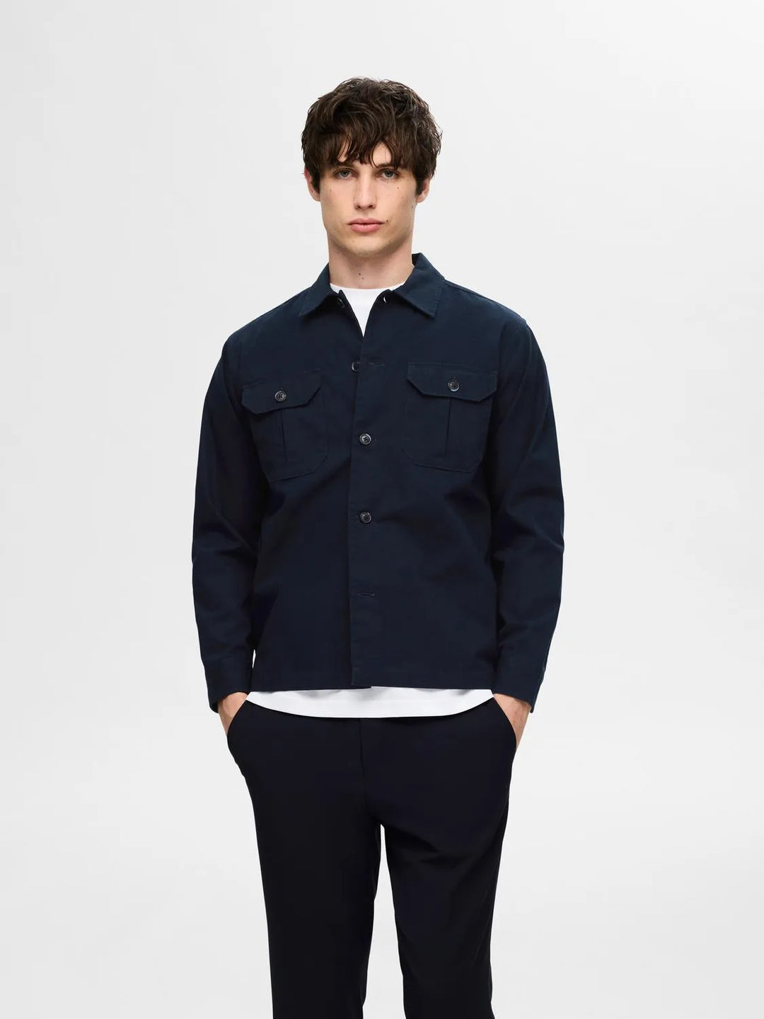 Selected Homme Canvas Overshirt Navy