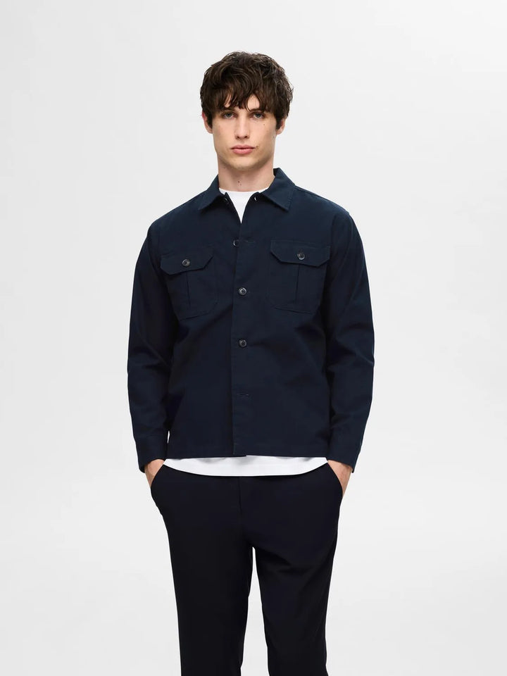 Selected Homme Canvas Overshirt Navy