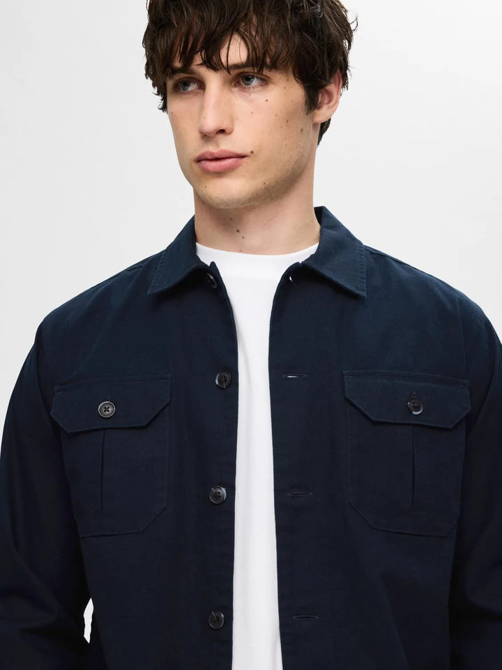 Selected Homme Canvas Overshirt Navy