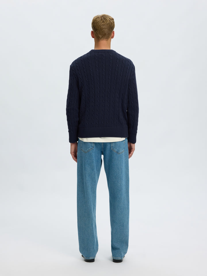 Selected Bruan Cable Knit Navy