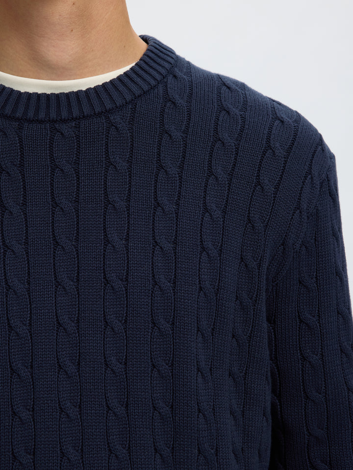 Selected Bruan Cable Knit Navy