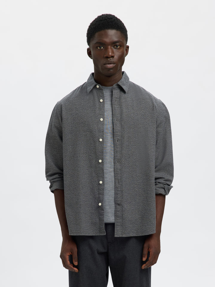 Selected Homme Regnoah Brushed Twist Shirt Gray Flannel