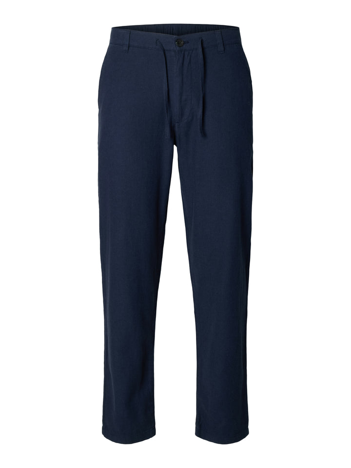 Selected Slim/Tapered Brody Linen Blend Pants Navy
