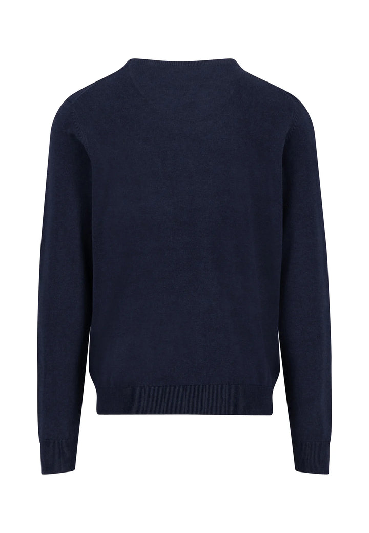 Fynch Hatton Knitted Cotton Crew Neck Navy