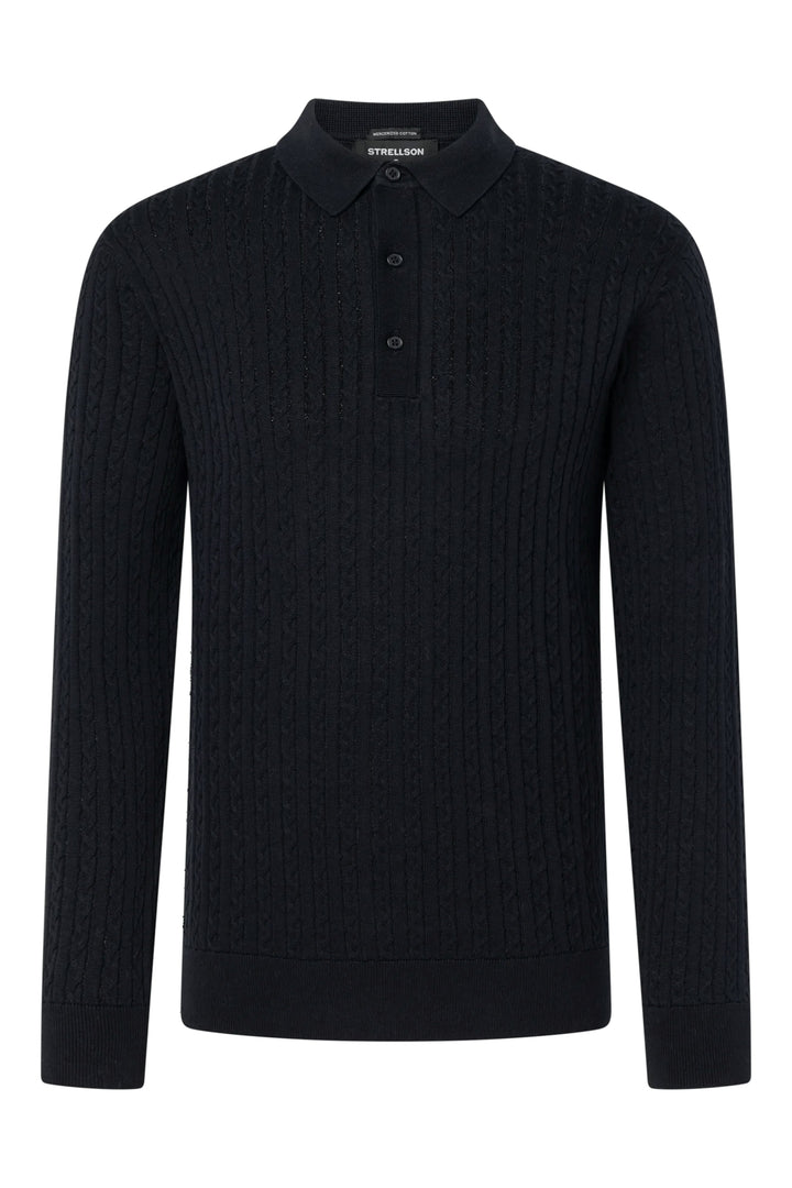 Strellson Kito Long Sleeve Knitted Polo Navy
