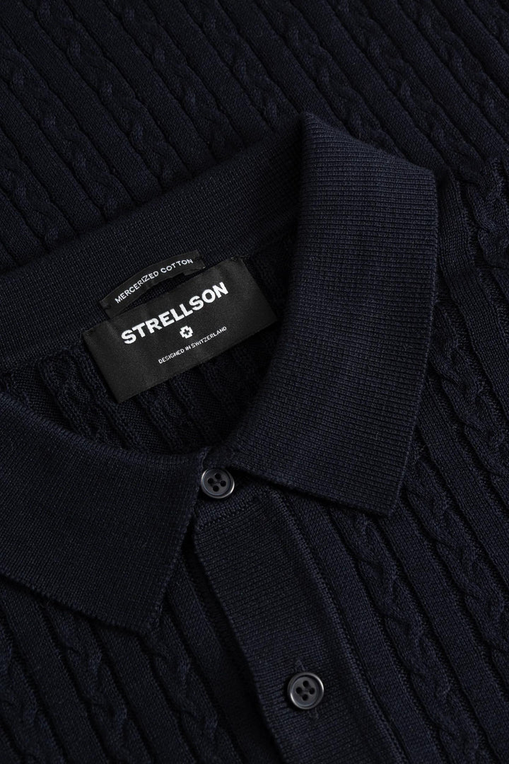Strellson Kito Long Sleeve Knitted Polo Navy