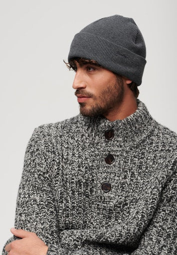 Superdry Vintage Logo Beanie Charcoal Grey
