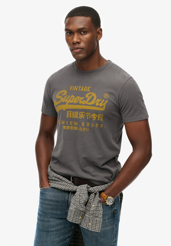 Superdry  Vintage Logo Classic T-Shirt Charcoal