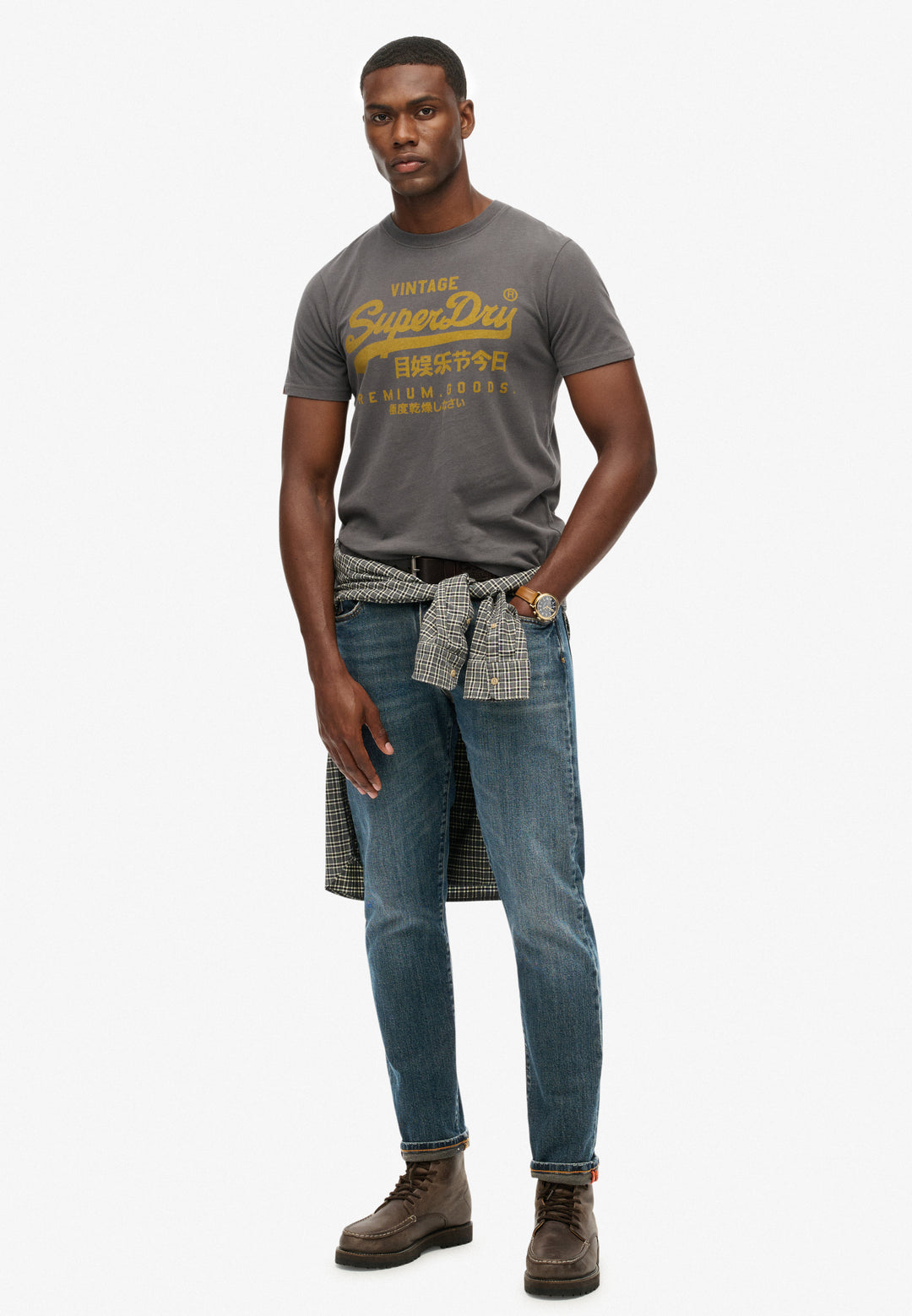 Superdry  Vintage Logo Classic T-Shirt Charcoal