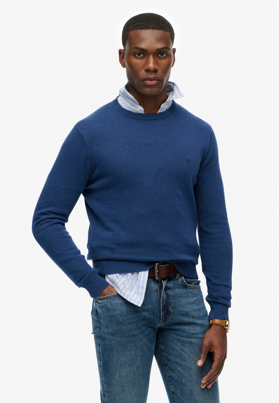 Superdry  Essentials Cotton Jumper Pilot Mid Blue Marl