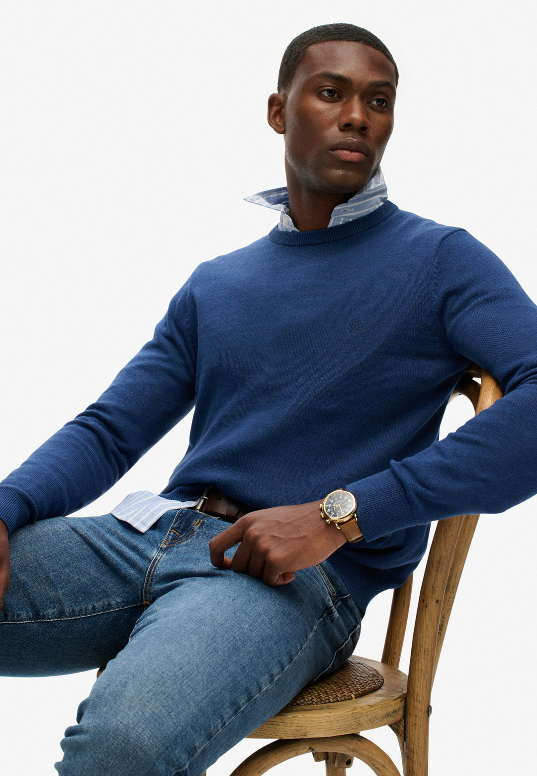 Superdry  Essentials Cotton Jumper Pilot Mid Blue Marl