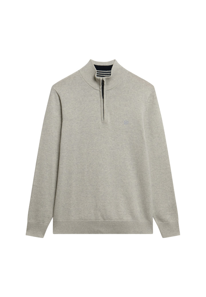 Superdry Essentials Cotton Half Zip Jumper  Lightning Grey Marl