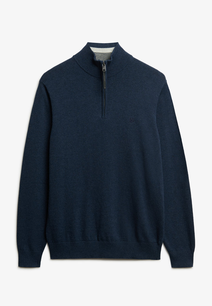 Superdry  Essentials Cotton Half Zip Jumper  Denim Navy Marl