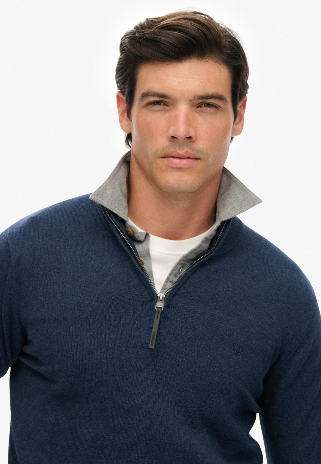 Superdry  Essentials Cotton Half Zip Jumper  Denim Navy Marl