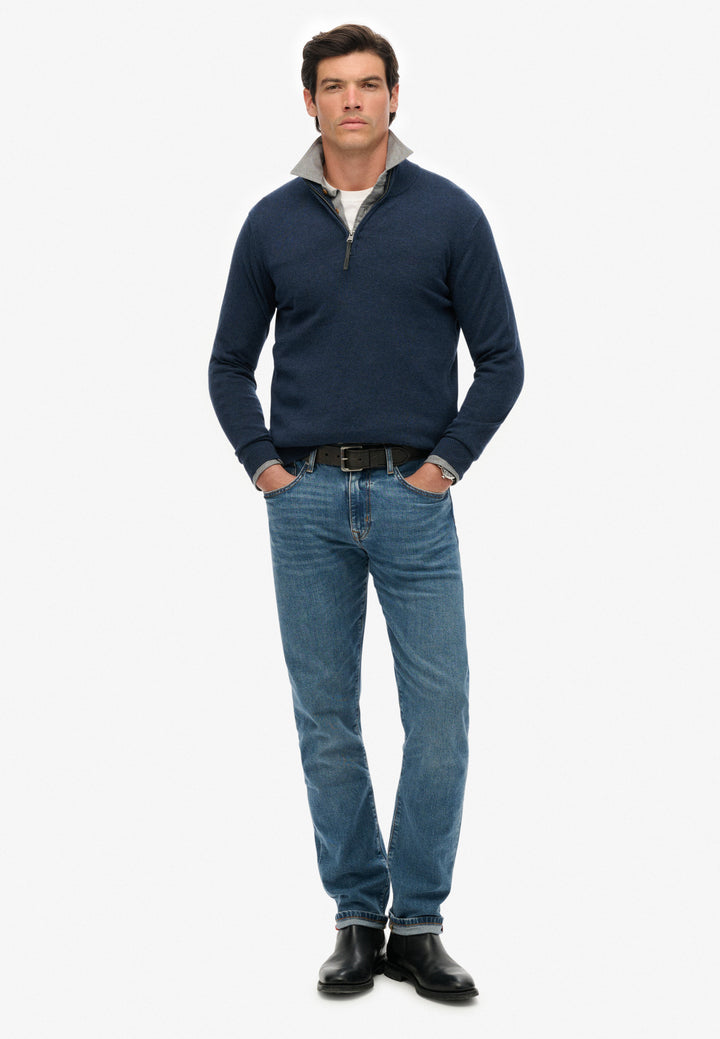 Superdry  Essentials Cotton Half Zip Jumper  Denim Navy Marl
