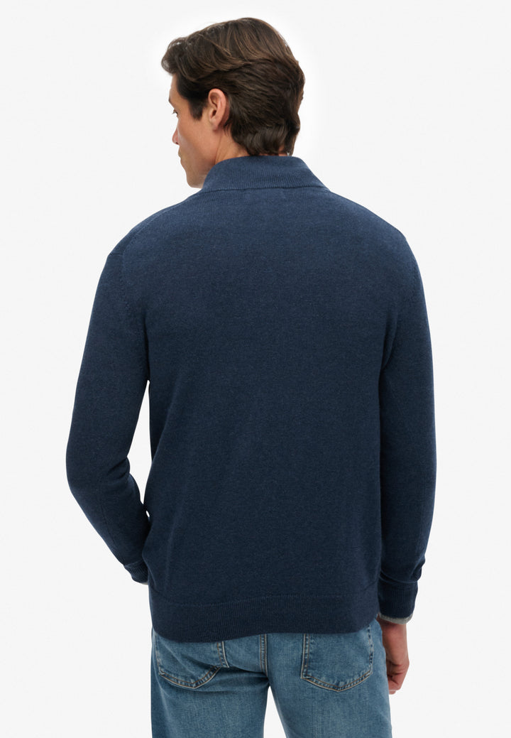 Superdry  Essentials Cotton Half Zip Jumper  Denim Navy Marl